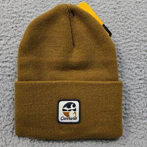 Carhartt Michigan Beanie Hat Cap Brown Mens Outdoors Work Wear Knit Patch NWT